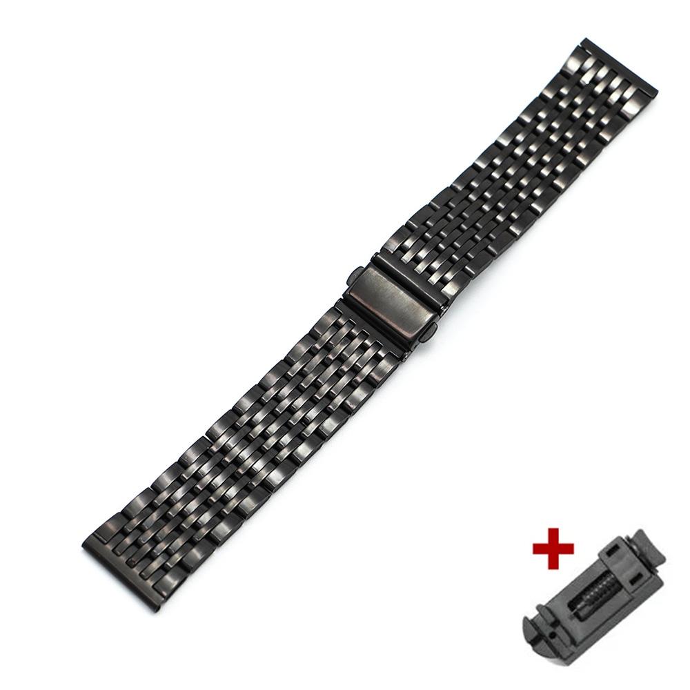 Stainless Steel Watchband Metal Watch Band Premium Solid Polished Bracelet Straps Curved End 24mm 23mm 22mm 21mm 20mm 19mm 18mm