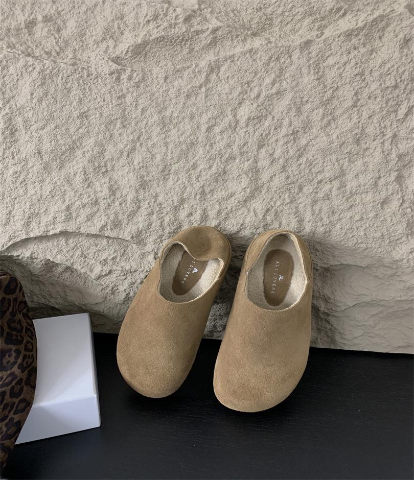 

Lazy wind! Retro round head ugly cute one-pedal Boken single shoes 2025 autumn and winter soft-soled grandma shoes 39 верблюд