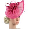 TEHAUX Rose Red Mesh Fascinator Hat for Women Bridal Tops Hat Headband for Wedding Evening Banquet and Special Occasion Accessories