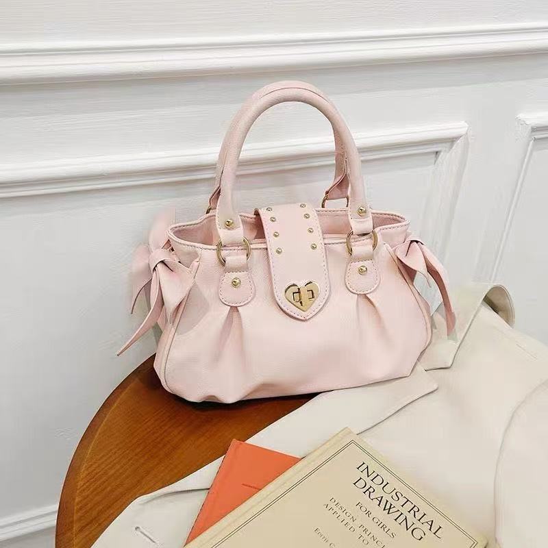 Harajuku Schleife Rosa Handtasche Geldbörse Damen Japanischer Stil Weich Lässig Umhängetasche Damen Süß Niedlich Große Kapazität Schultertaschen
