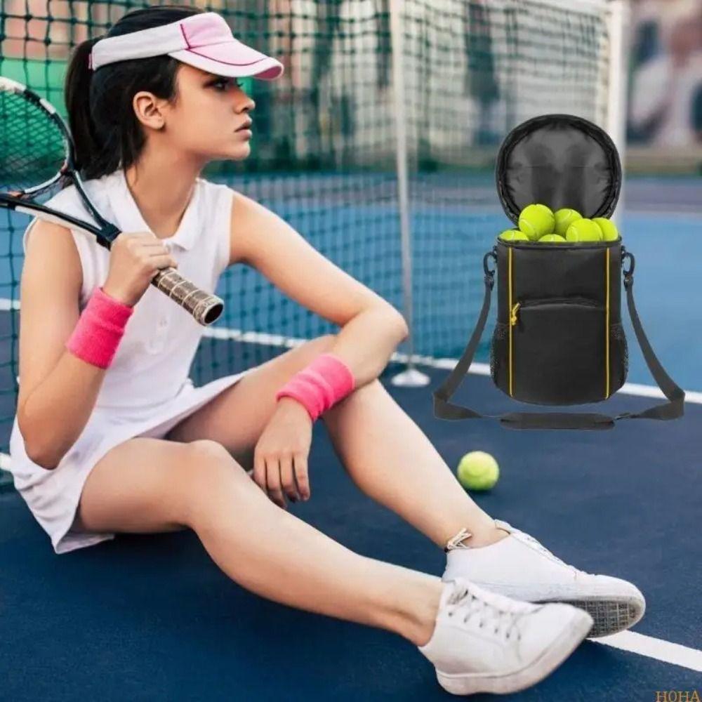 Two Way Zippers Tennis Storage Bag Shoulder Strap Tennis Balls Holder Bag  Racket Sports