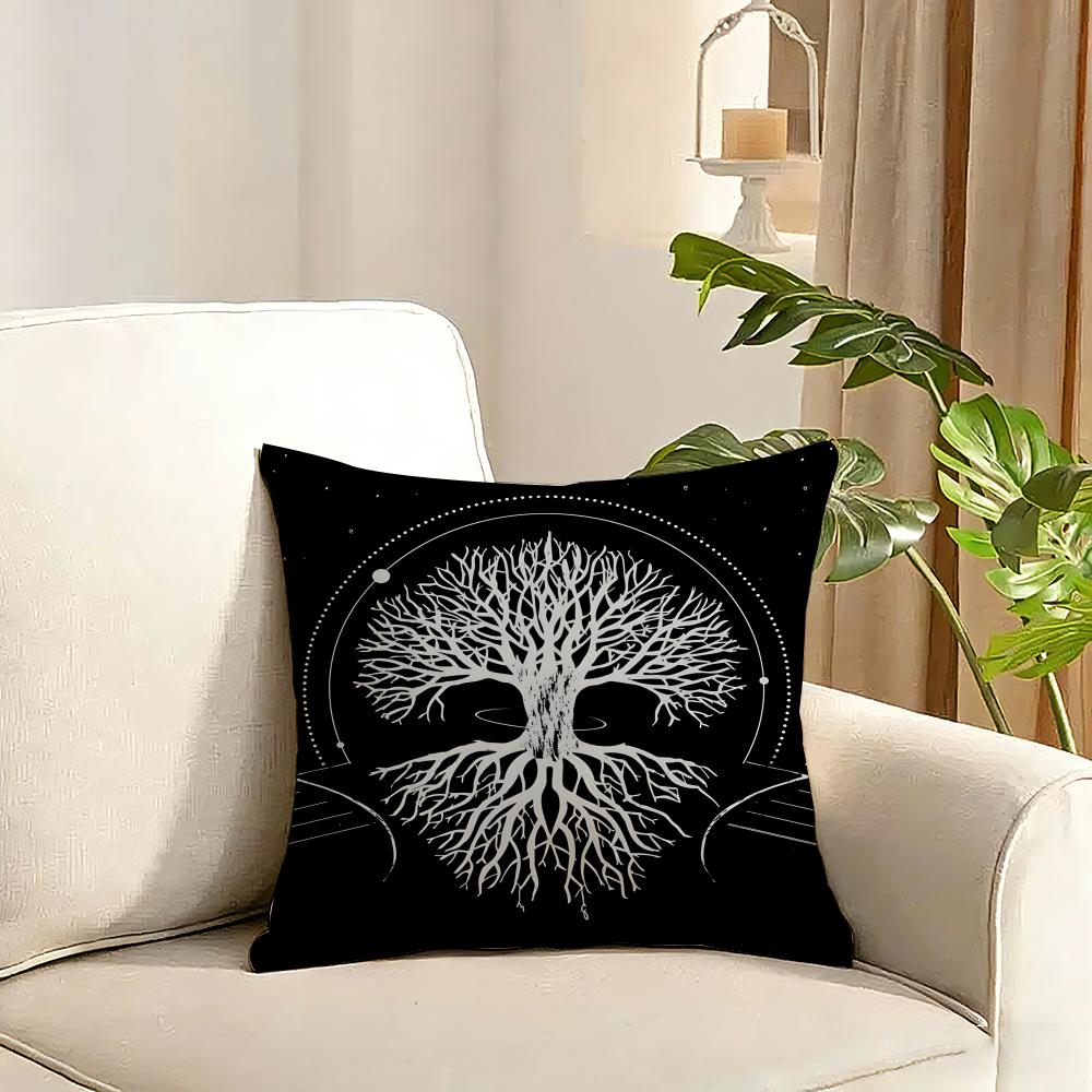 Tree of Life Cushion Cover Plant Floral Cushion Cover Reversible Plush Pillow Cover Soft Fluffy Home Decor for Sofa Bedroom