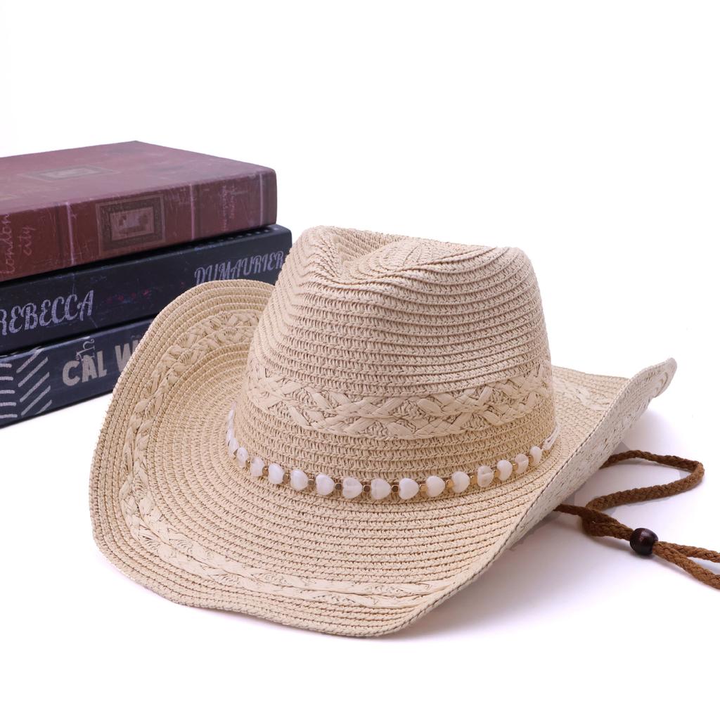 Splicing straw hat pearl decoration high top hat summer shading straw hat sun hat outdoor sun protection European and American popular hat