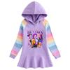 Kpop Demon Hunter Rainbow Princess Hoodie Dress - Girls' Long Sleeve Ruffle Design