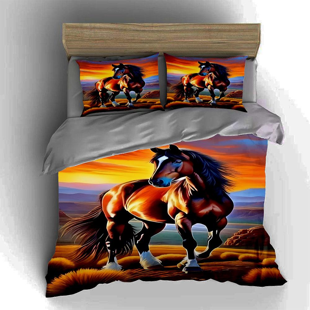 Majestic Horse Illustration. Bedding Duvet Cover Sets Duvet Covers Pillowcases Gifts (1 * Duvet Cover 2 * Pillowcases, Without Duvet Insert)
