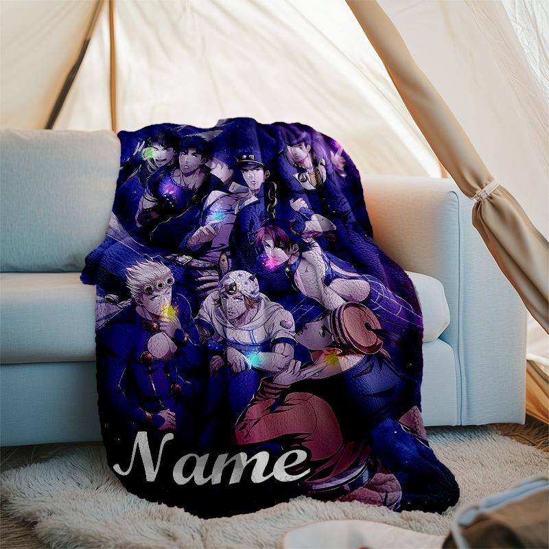 Personalized Custom Name Blanket - JoJo's Bizarre Adventure Print Design,Blanket for Sofa,Bed,Travel,Camping - Soft and Warm, Great Gift