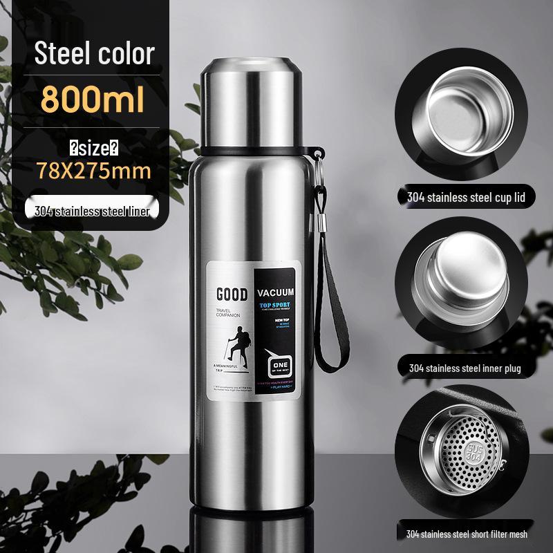 Large Capacity Stainless Steel Insulated Travel Kettle with Tea and Water Separation