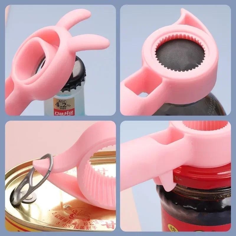 4 In 1 Beer Bottle Opener Multi-purpose Beverage Jar Can Bottle Cap Opener Plastic Corkscrew Dining Bar Gadgets Kitchen Tool New