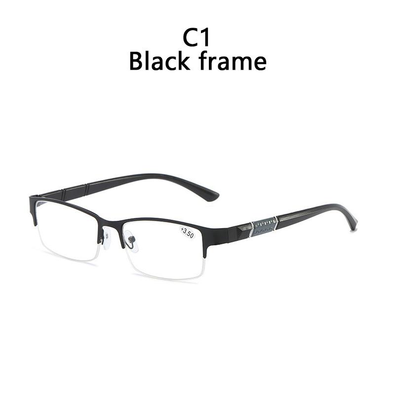 Men'S Square Alloy Anti Blue Light Reading Spring Hinge Glasses Metal Male Blue Ray Blocking Hyperopia Eyeglasses