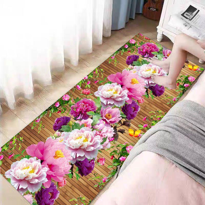 Bettvorleger Schlafzimmerteppich Blumenlandschaft Bettvorleger Bodenteppich Zimmer Langer Teppich Couchtischteppich