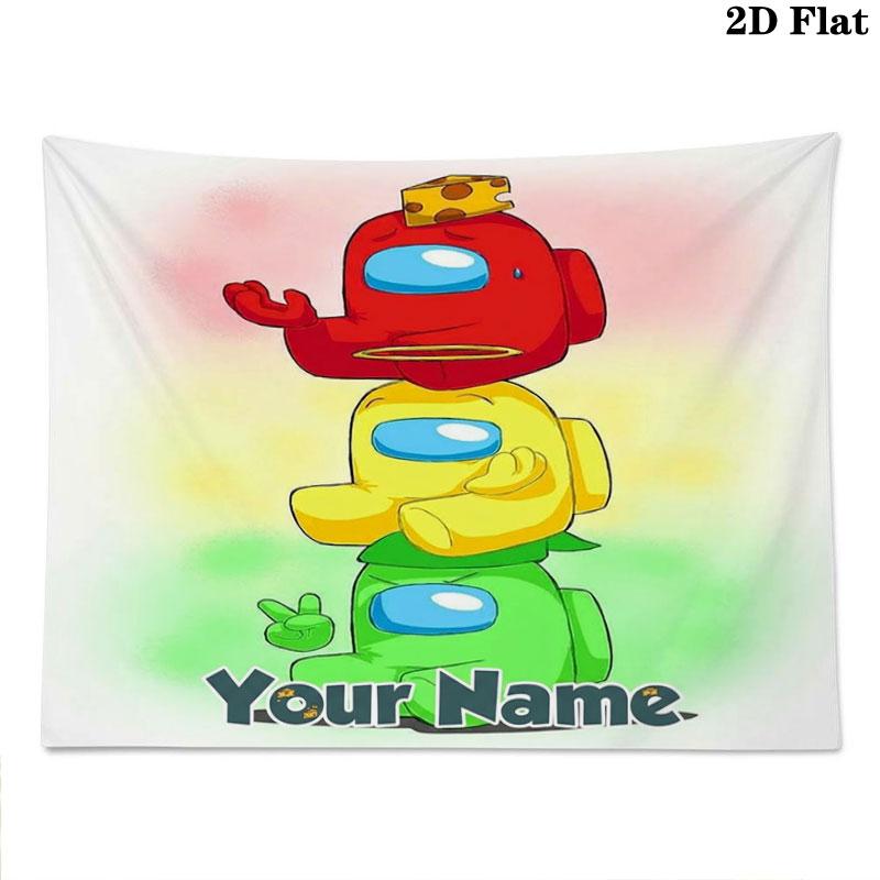 Among Us Custom Name Wall Tapestry Aesthetic Wall Hanging Printed Fabric Blanket Decorative Tapestries for Bedroom Living Room Home Decor