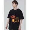 Black T Shirt with Flame Fist and Jesus Cross Print for Religious Faith and Spiritual Inspiration