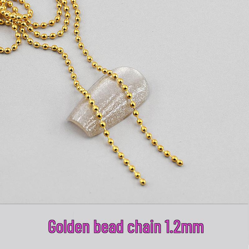 Všestranný extra malý 90cm kovový řetízek s korálky na nail art pro DIY nehtové doplňky