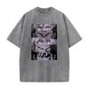 Anime Jujutsu Kaisen Gojo Satoru Itadori Yuji Fushiguro Megumi Print Washed T-shirt Men Women Washed Cotton Tshirts Harajuku Tee