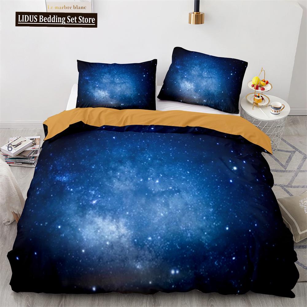 Set Copripiumino Cielo Notte Spazio Universo Stelle Nebulose Luna Set Biancheria da Letto Decorativo King Twin Size Copripiumino in Poliestere