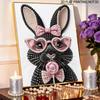 Frameless Rabbit Pearl Painting Kit 30x40cm Floral DIY Pearl Art Elegant Gem Art for Home Wall Decoration Perfect for Living Room & Bedroom