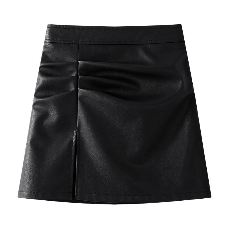 

Autumn/Winter 2024 Coffee PU Leather Midi Skirt: High-End, Hip-Hugging, Slimming A-Line Design for Women M