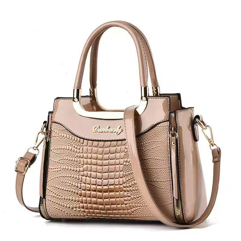 Taizhou Women's Shiny Crocodile Pattern Leather Handbag - Versatile and Textured Design