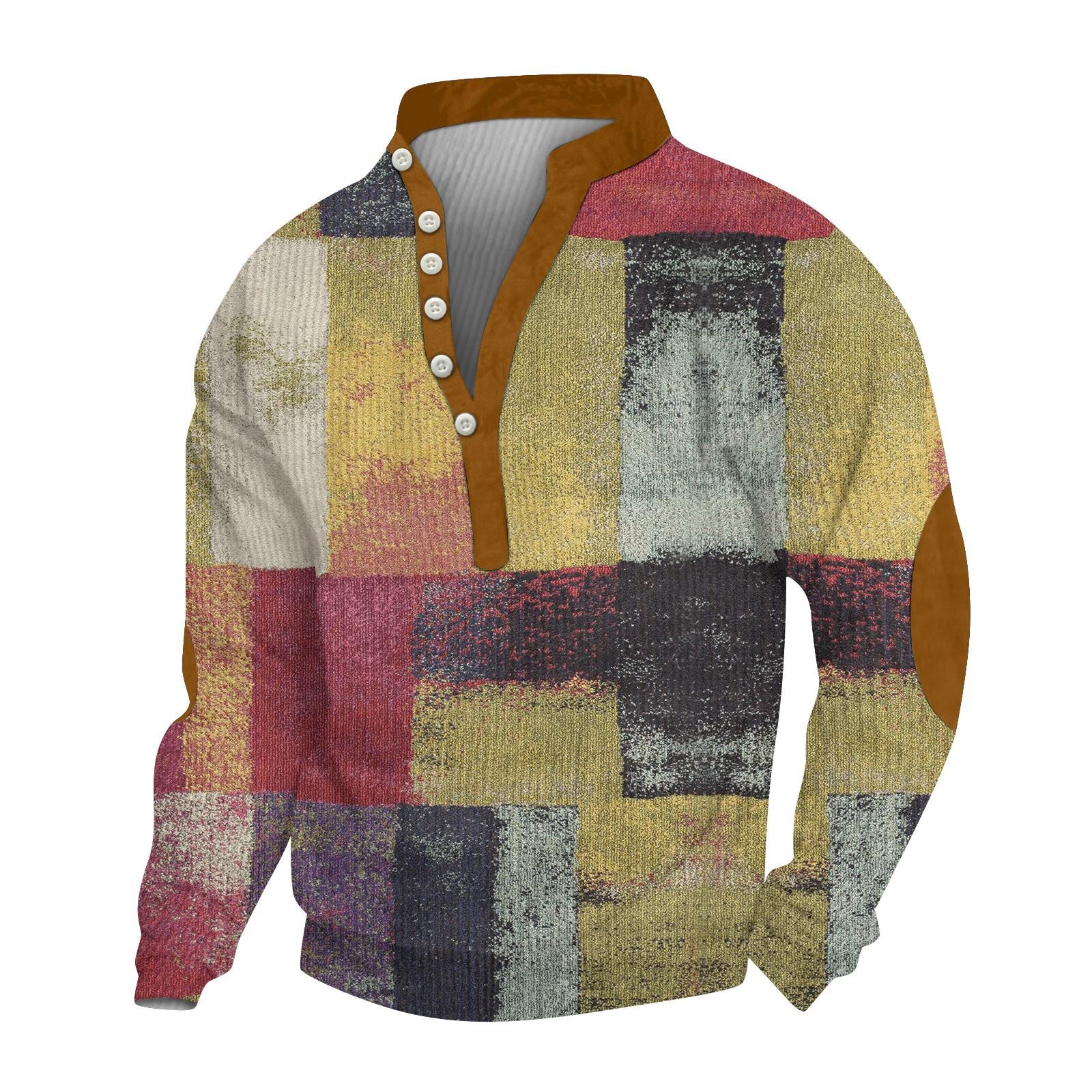 

Мужской вельветовый кардиган с длинными рукавами и шестью пуговицами XL жёлтый