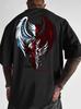 Unisexs Streetwear Tshirt Angel Demon Half Face Graphic Print Crew Neck Short Sleeve Polyester Tops With Angel Demon Text Sxxl