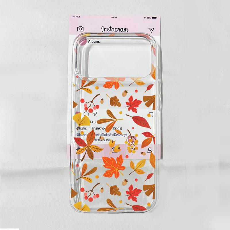 Autumn Maple Leaf Print Clear Phone Case For iPhone 17 16 15 14 13 12 11 Pro Max 17 Air X XR 7 8Plus Shockproof Soft Phone Cover