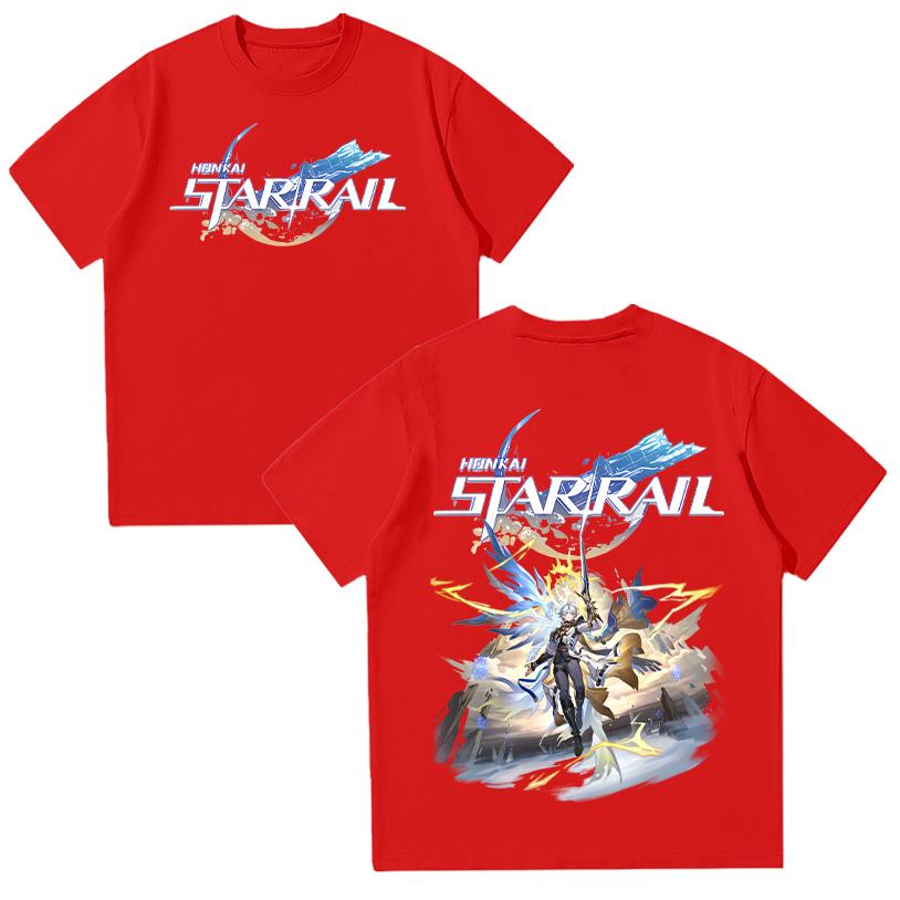 

Футболка Honkai Star Rail Phaenon Летняя с круглым вырезом Y2k Одежда Хлопковая с коротким рукавом Одежда Харадзюку 2025 Игра Аниме Футболки Унисекс Топ XXL красный