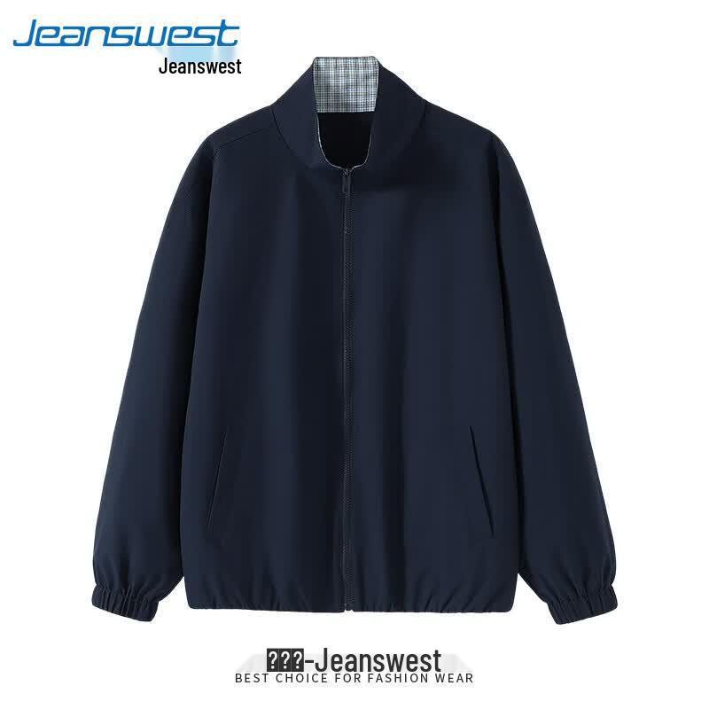 Jeanswest Men's 2026 Fall Stand-Collar Plaid Patchwork Casual Jacket