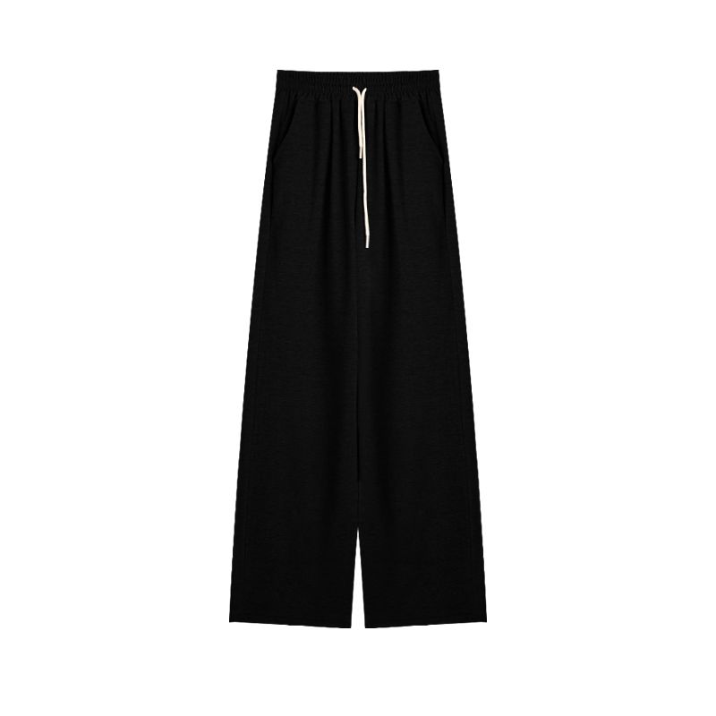 Gray Idle Style Fleece-lined Spring and Autumn Draped Casual Pants