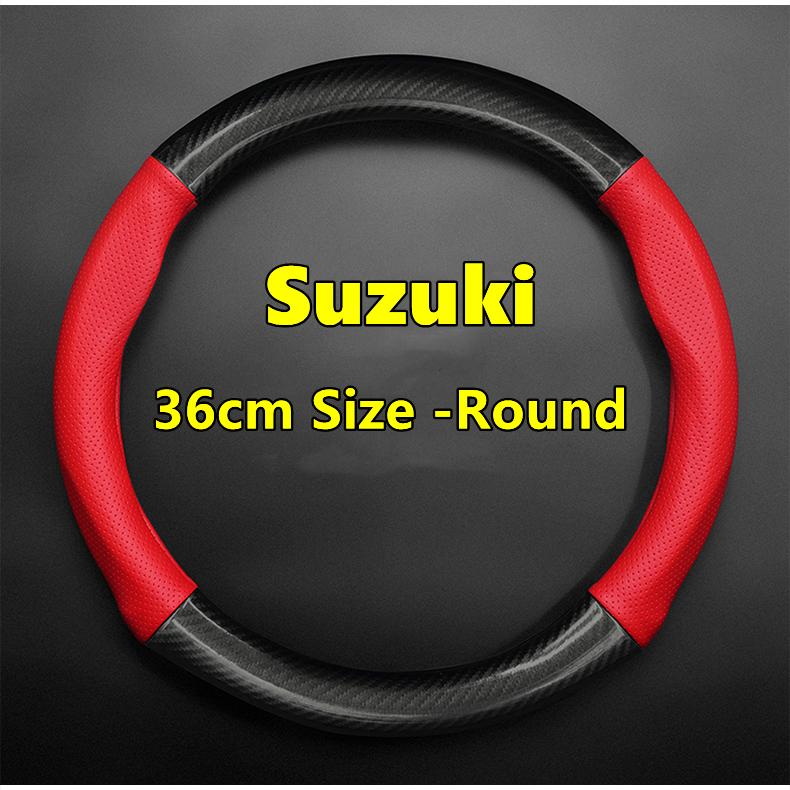 Car Steering Wheel Cover Leather Carbon Fiber For Suzuki Ignis Trail 2016 Adventure 2018 1.2L CVT