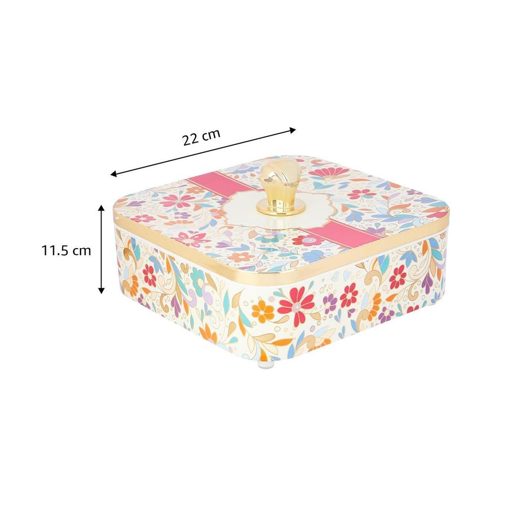 Airtight Dry Fruit Container With Serving Tray & Lid | Plastic Dry Food Storage Box | for Gifting | Multi-Purpose Box | 4-Section Serving Set |