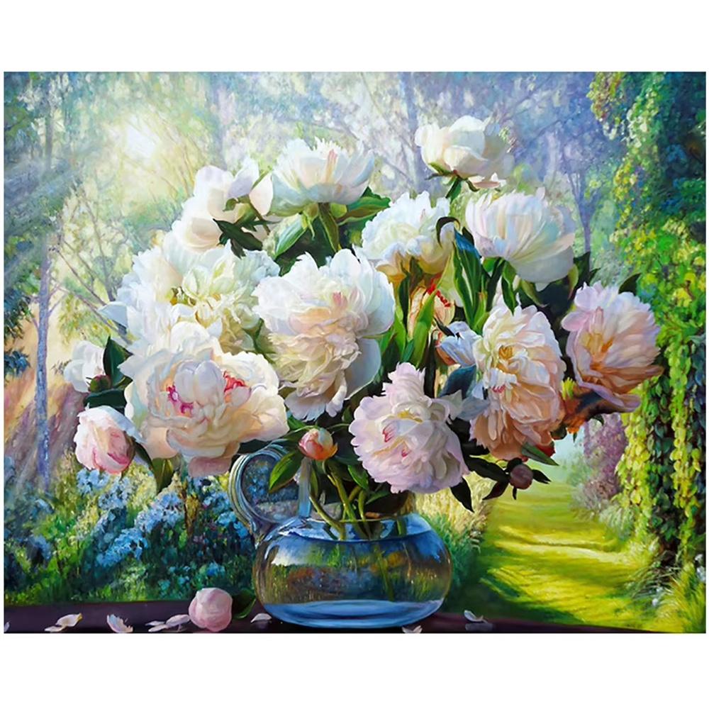 DIY Diamond Painting Flowers Cross Stitch Kit Mosaic Art Diamond Painting Full Circle Diamond Home Decoration