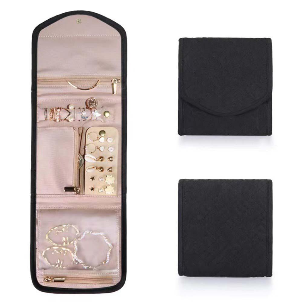 

Foldable Portable Travel Jewelry Bag Necklace Journey Storage Bags Jewelry Packing Black S