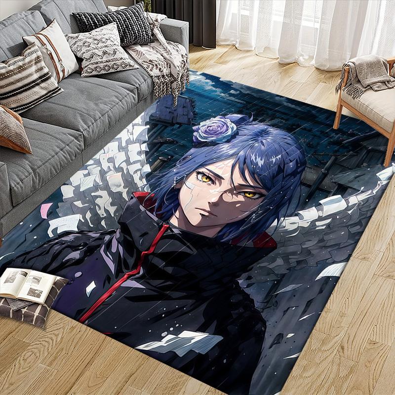 Konan Akatsuki Robe Flannel Pattern Square Carpet,Area Rug,Carpet Rug for Living Room Bedroom Sofa Playroom Decor,Non-slip Floor Mat