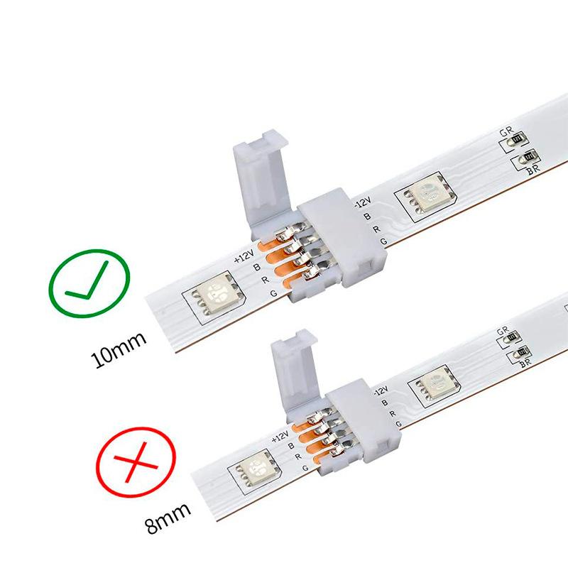 10 Stück/Los Schnellverbinder 4-PIN RGB Adapter für 5050 RGB LED Streifenlichtband Lötfrei 10mm