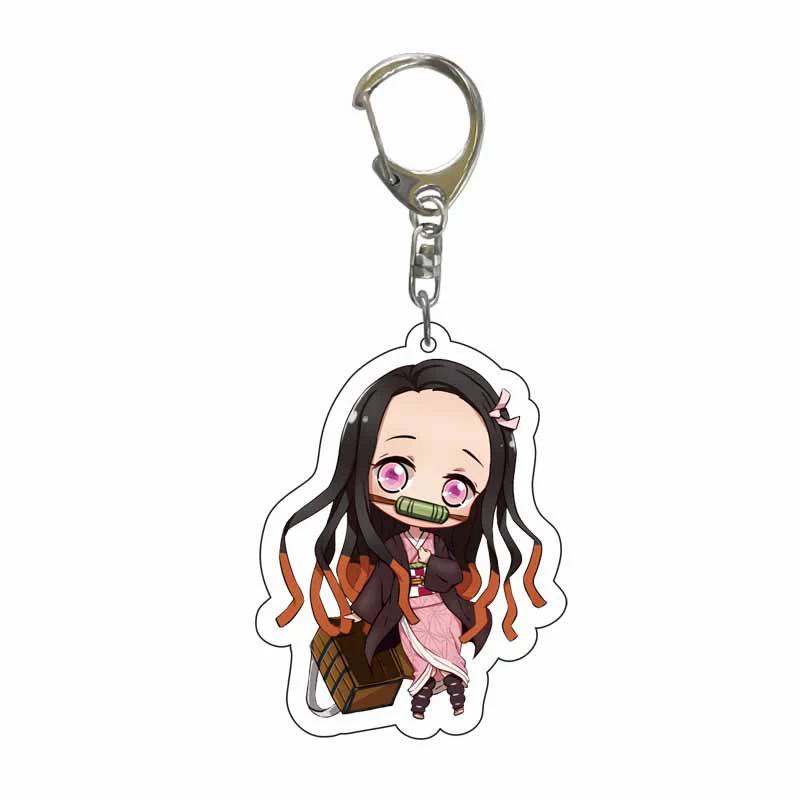 Keychain Pendant Anime Demon Slayer Kimetsu No Yaiba Kamado Tanjirou Double Sided HD Bag Pendant Gift For Fans Cosplay Props Jewelry Gift