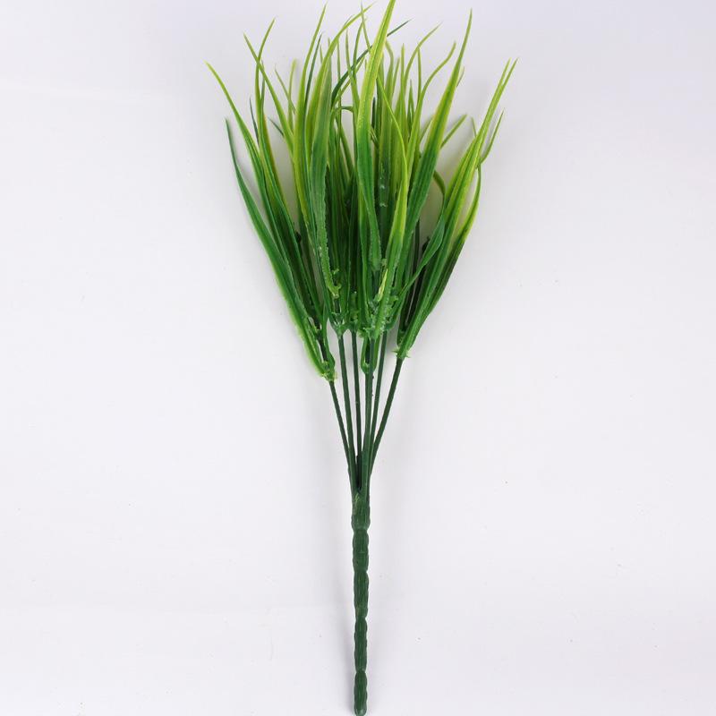 7-Fork Small Spring Grass Plastic Flower Potted Plant Partition Decoration, Simulated Water Grass Fake Grass Restaurant Seedling Plants