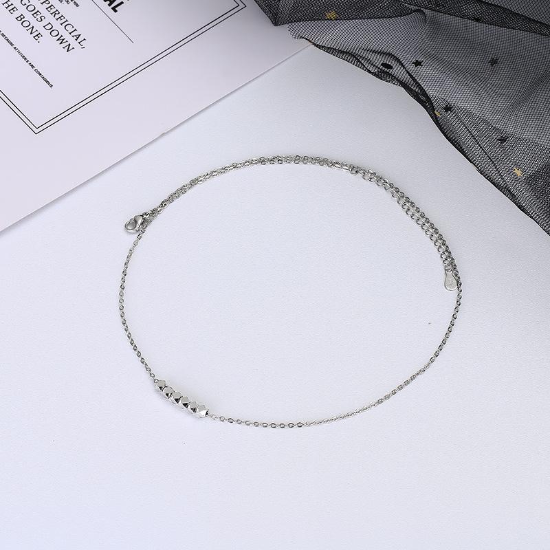 S925 Sterling Silver Necklace Small Three-dimensional Square Polygonal Neck Chain Clavicle Chain Female Simple Style Square Geometric Necklace