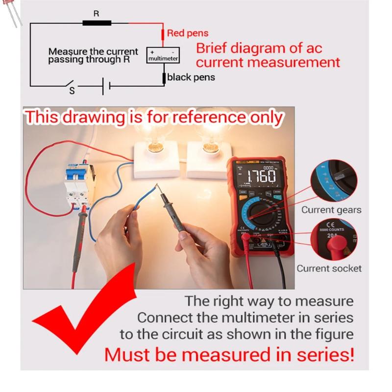 2026 ANENG 620A Digital Multimeter 6000 Counts AC DC Voltage Current Resistance Capacitance Temperature Tester NCV Live Wire Detector Digital Display