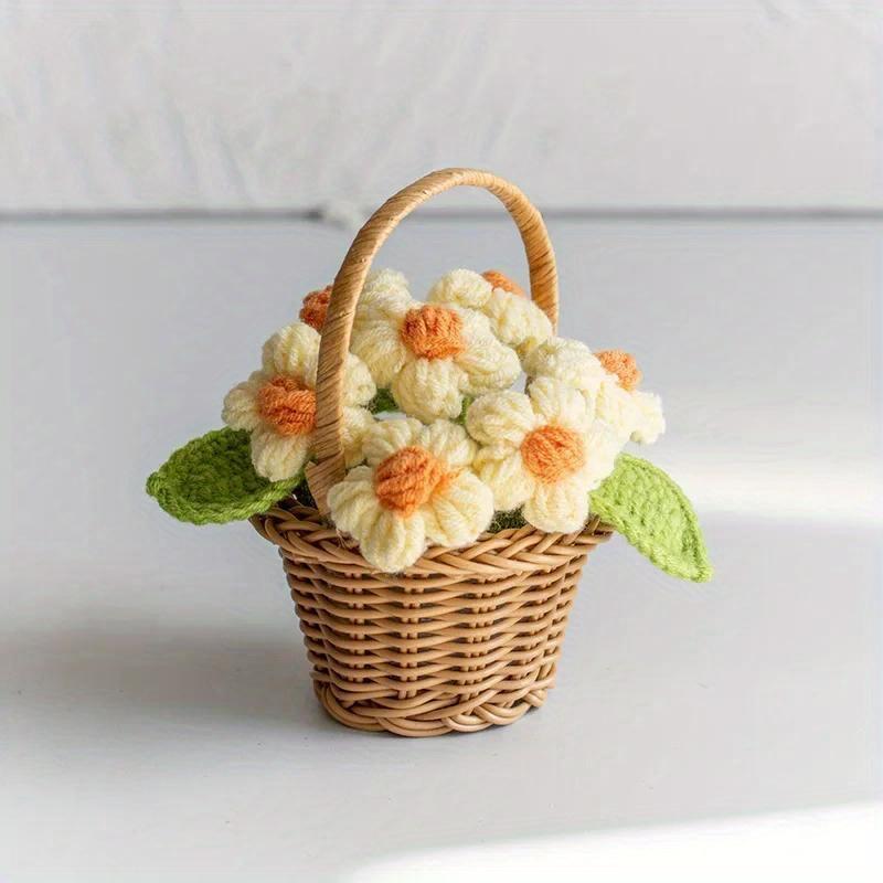 Tournesol au crochet, jolies fleurs tissées finies, en pot, tricotées à la main, décoration de table, décoration de maison, ornement de mariage, cadeau pour amis