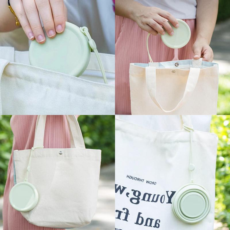 200ml Portable Silicone Folding Water Cup Outdoor Heat Resistant Mug with Lid Reusable Portable Drinking Mugs for Travel Camping