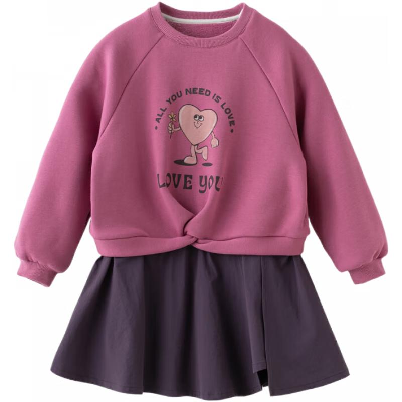 DAVE & BELLA Girls  Faux Two-Piece Fleece Lined Dress 150