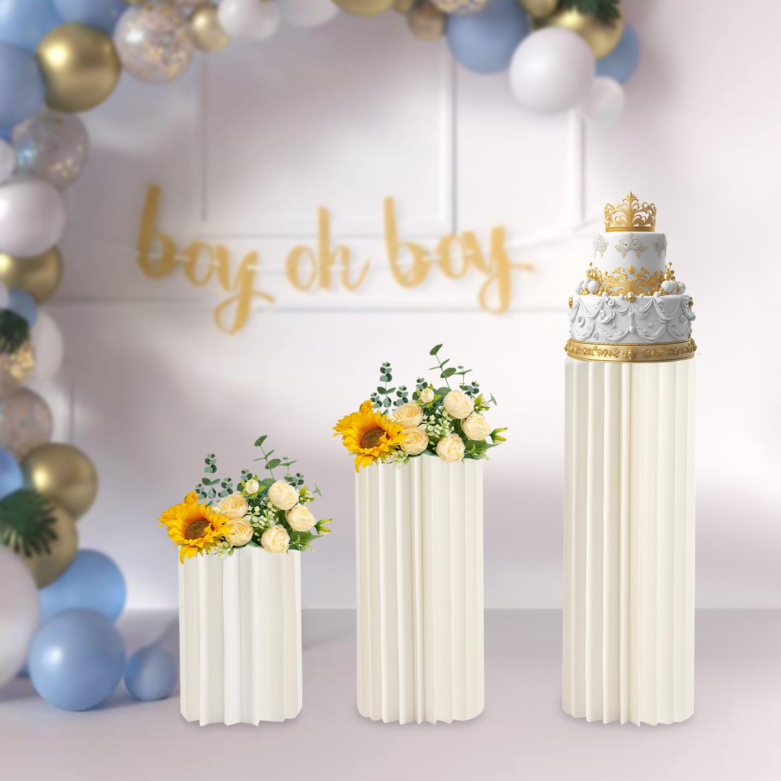 

3Pcs Foldable Cardboard Flower Stands Wedding Centerpieces Cardboard Vases Round Pillars Pedestal Cake Stands for Wedding Party GERMANY