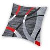 Abstract Gray Red Swirls Modern Pillow Cover Home Decorative Geometric Pattern Car Cushion Triangles Black White And Yellow
