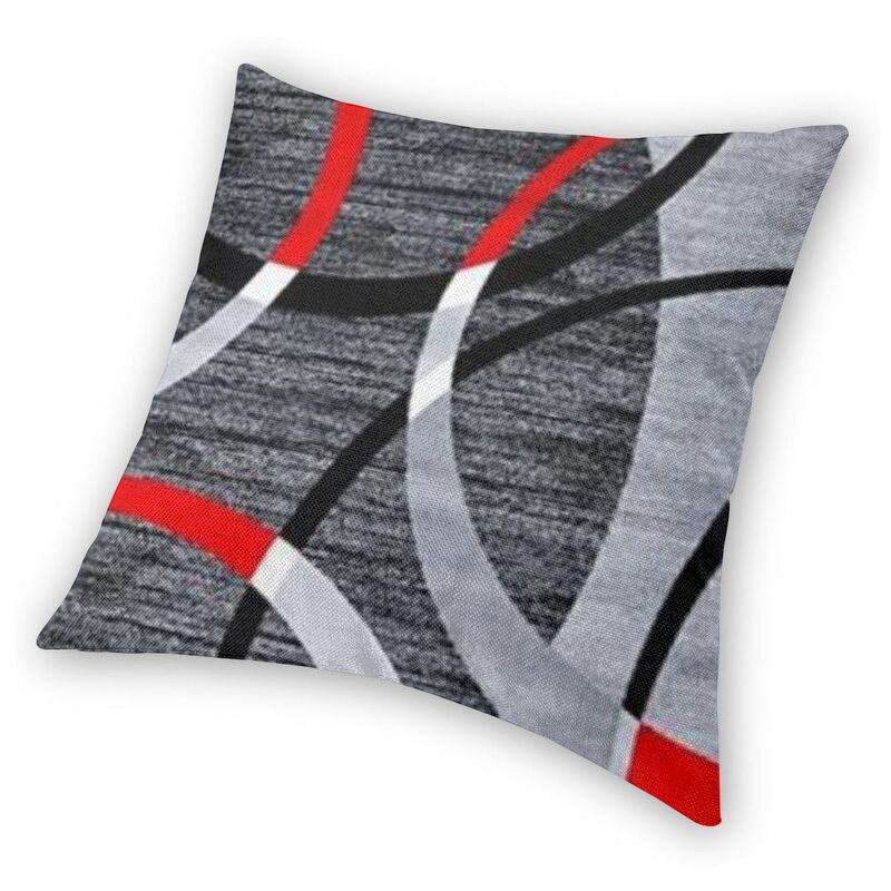Abstract Gray Red Swirls Modern Pillow Cover Home Decorative Geometric Pattern Car Cushion Triangles Black White And Yellow