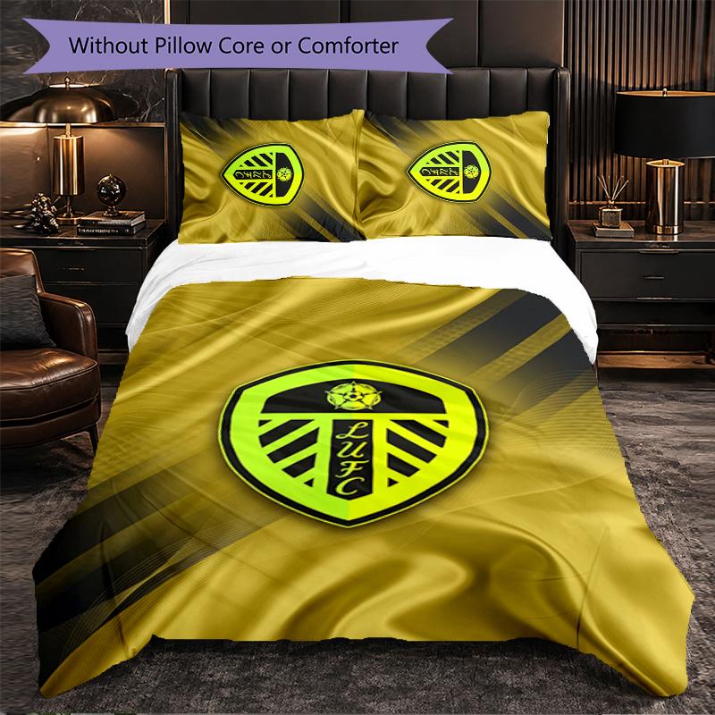 Biancheria da letto a tema Leeds United Set 3 Pezzi Copripiumino Biancheria da letto Decorativa Per Camera Adolescenti Decorazione Casa