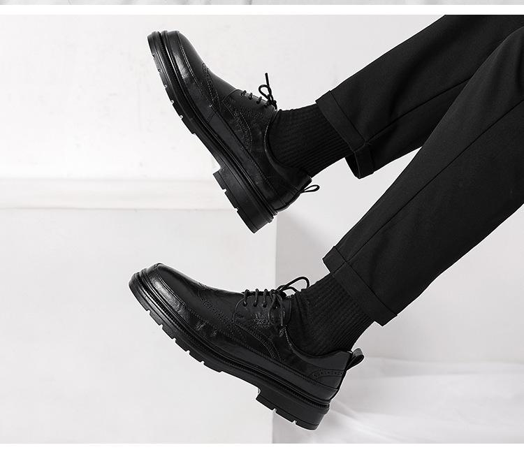 Men's Cross-Border Casual & Formal Brogue Leather Shoes - Trendy Carved Lace-up Wedding & Business Style