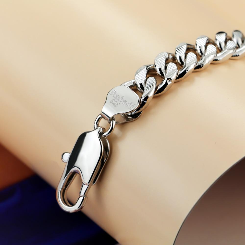 Bijoux en argent massif 100 % tendance en argent sterling 925 pour hommes, chaîne à maillons épaisse en argent pur véritable, bracelet de 8 mm, bijoux en argent pour hommes
