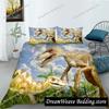Copripiumino con dinosauro giurassico, Tyrannosaurus Rex, set di biancheria da letto con creature feroci e predatori, copripiumino in poliestere per letto matrimoniale queen size.