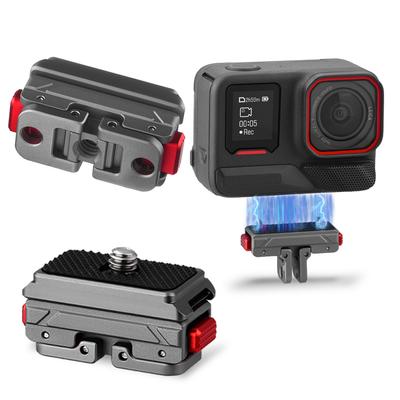 Adaptador de Montagem de Placa de Tripé para Câmera de Ação com Liberação Rápida Parafuso 1/4 Rosca 1/4 Montagem de 2 Pinos para Acessórios Insta360 Ace Pro 2