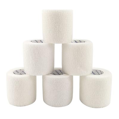 COMOmed 6 Rolls Self Adhesive Bandage White 5cm X Elastic Sports Athletic Wrap Bandage 4.5m Bandage, Non-Woven, Tape, Bandage,
